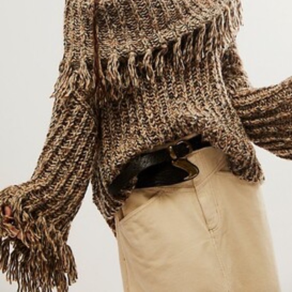 NWT Free People FP One Hensley Fringe Cowlick Sweater - Picture 2 of 4